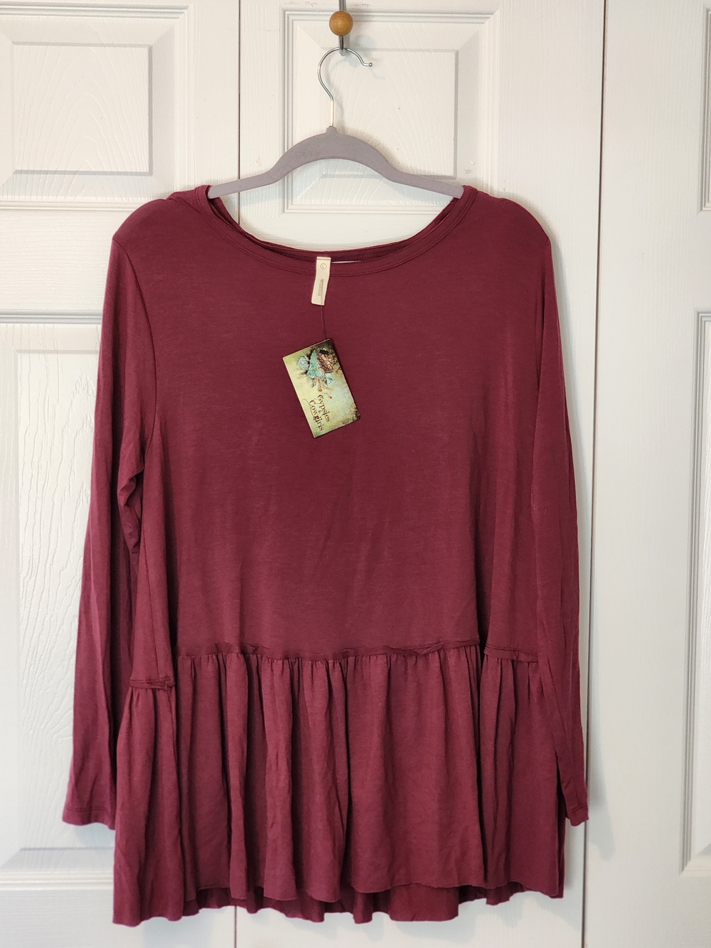 Wishlist Mauve Long Sleeve Peplum Top Size Large - Picture 4 of 9